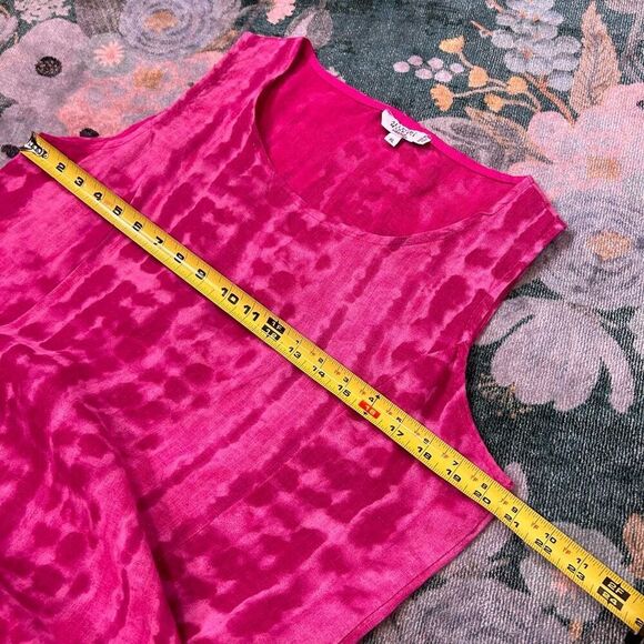 Allegra Masetti Pink Linen Dress XL Made in Italy Shift Sleeveless Mini Boho - Picture 11 of 14